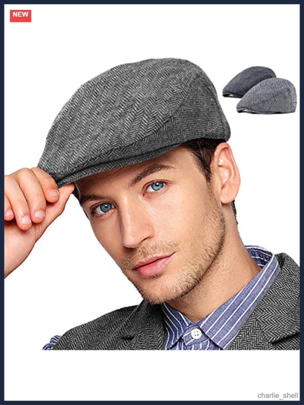 2 Pack Wool Blend Tweed Newsboy Flat Caps Adjustable Winter Hats Men